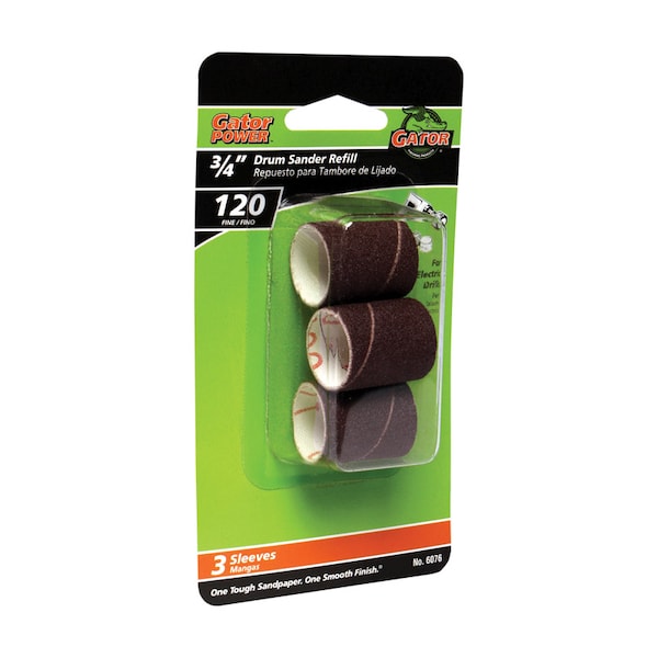 Gator Finishing Gator 3/4 in. D X 3/4 in. L Aluminum Oxide Abrasive Sleeve Refill 120 Grit Fine 3 pc 6076 - main